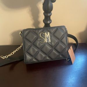 STEVE MADDEN Purse Crossbody Quilted Handbag - Black Gigi BGIGI